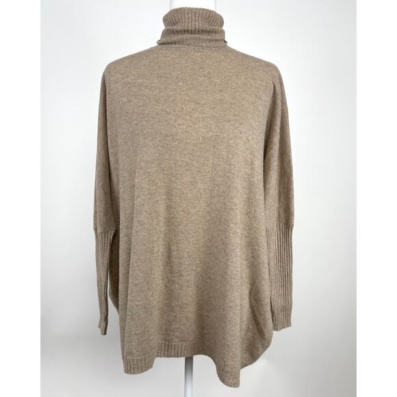 Autumn Cashmere Boxy Turtleneck Sweater Size Medium Tan Neutral Minimalist - Picture 1 of 7